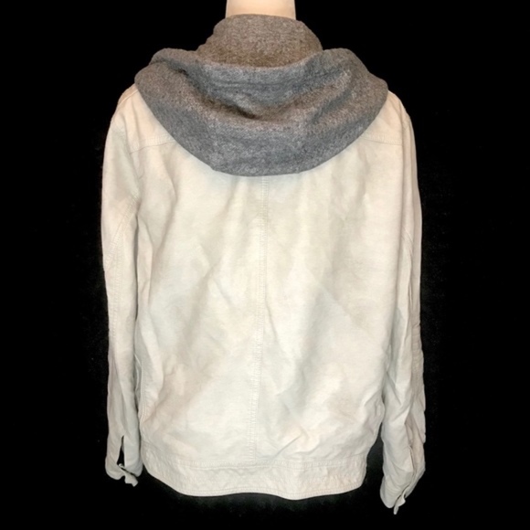 Express hoodie motor vegan leather biker jacket - Picture 5 of 8